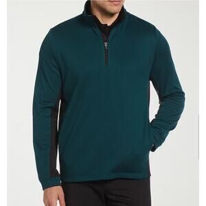 PGA Tour‎ Mens Micro Jacquard Quarter-Zip Pullover Sweater Green Blue  Size XXL